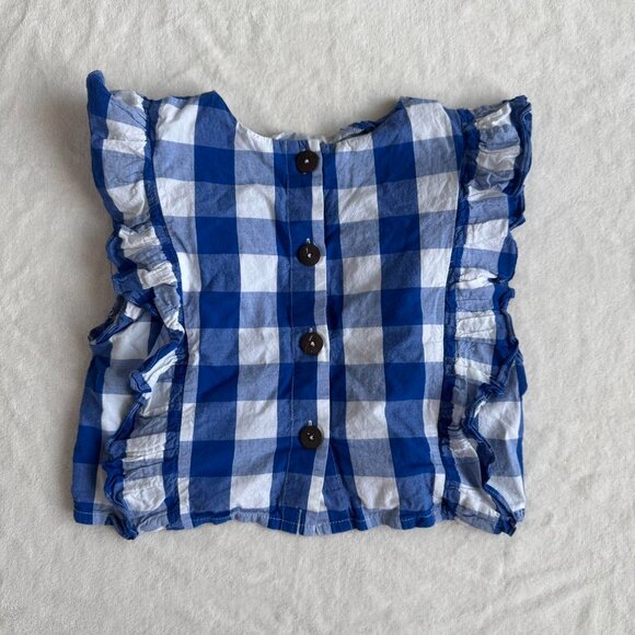 anthropologie whit two cascade blue and white gingham button up top - Picture 5 of 6